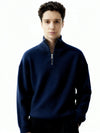 OVERSIZED HALF-ZIP KNIT SWEATER - NAVY
