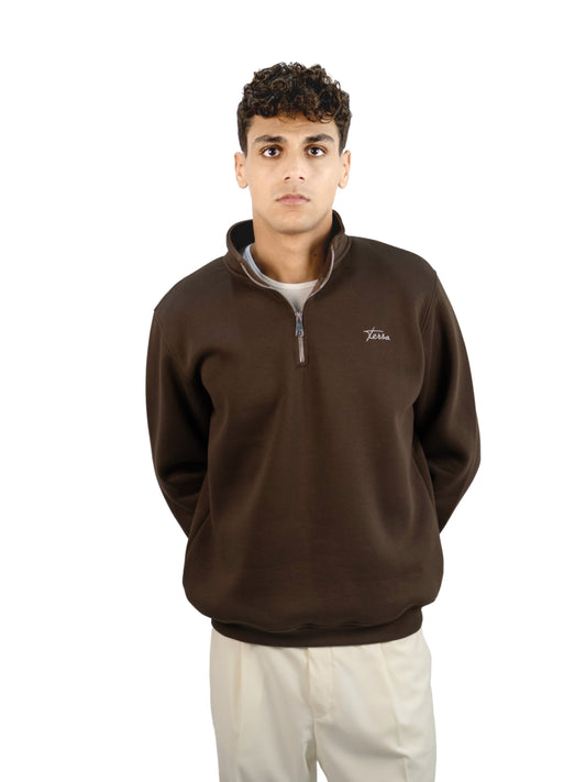 Quarter Zip Sweater - Brown