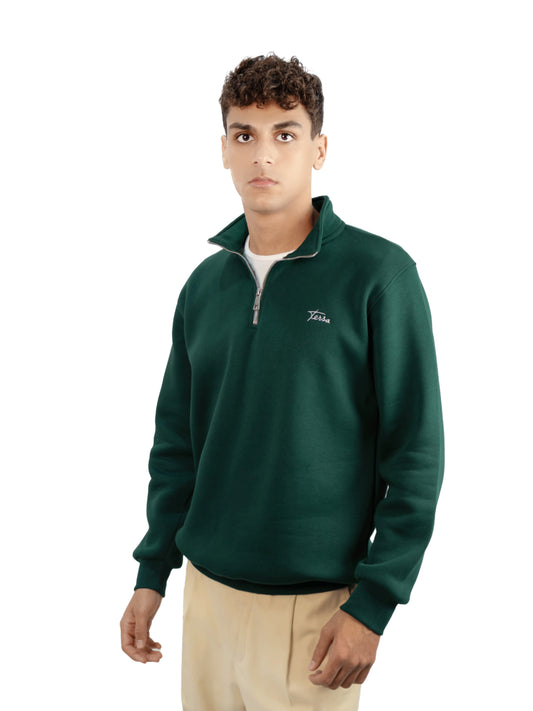 Quarter Zip Sweater - Forest Green