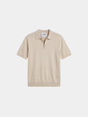 Relaxed Knit Zip Polo - Beige