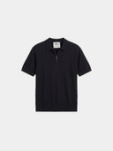 Relaxed Knit Zip Polo - Black