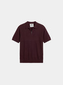 Relaxed Knit Zip Polo - Burgundy