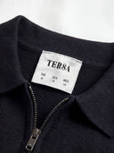 Relaxed Knit Zip Polo - Black