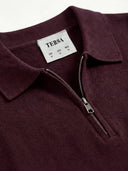 Relaxed Knit Zip Polo - Burgundy