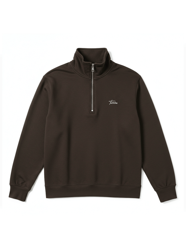REGULAR-FIT HALF-ZIP SWEATER - BROWN
