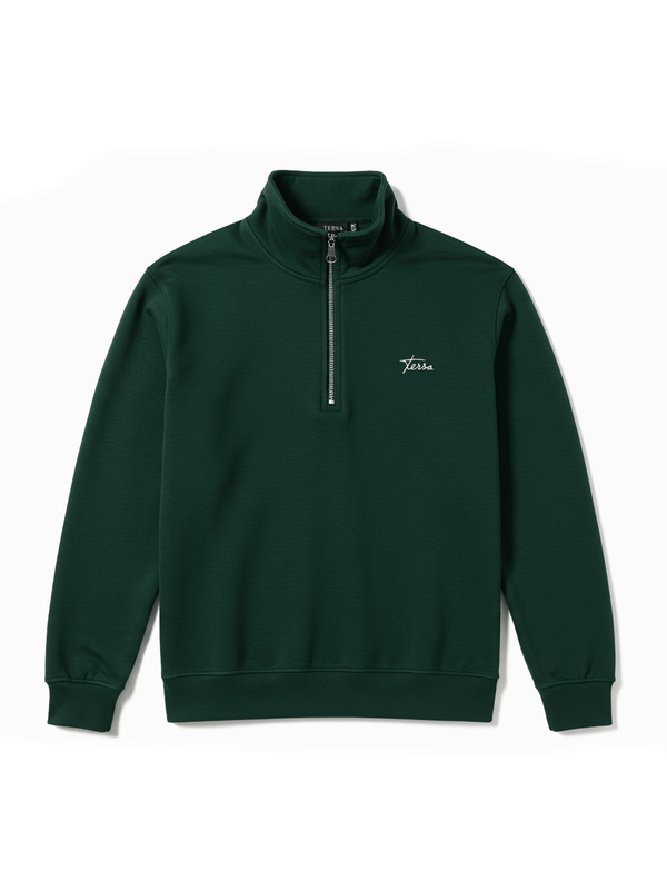 REGULAR-FIT HALF-ZIP SWEATER - FOREST GREEN
