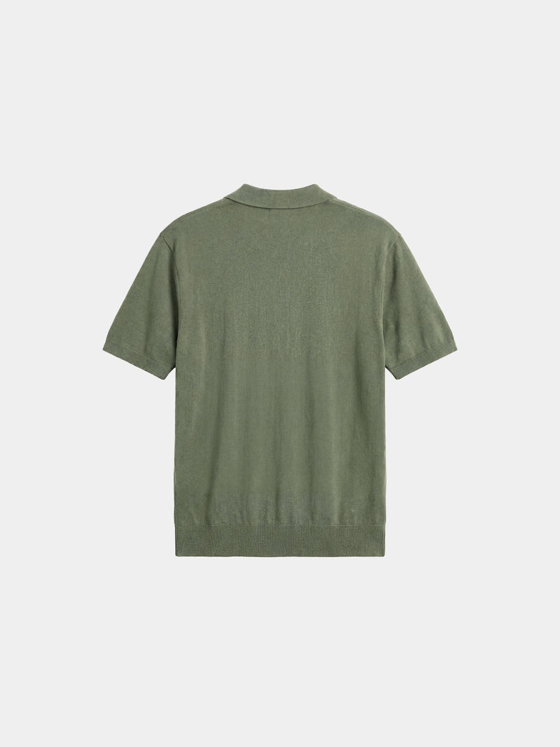 Relaxed Knit Zip Polo - Pistachio Green