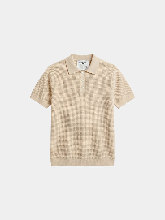 Waffle Knit Polo - Beige