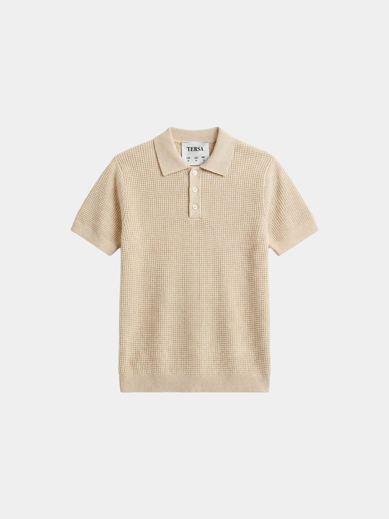 Waffle Knit Polo - Beige