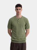 Henley Relaxed Knit  - Pistachio Green