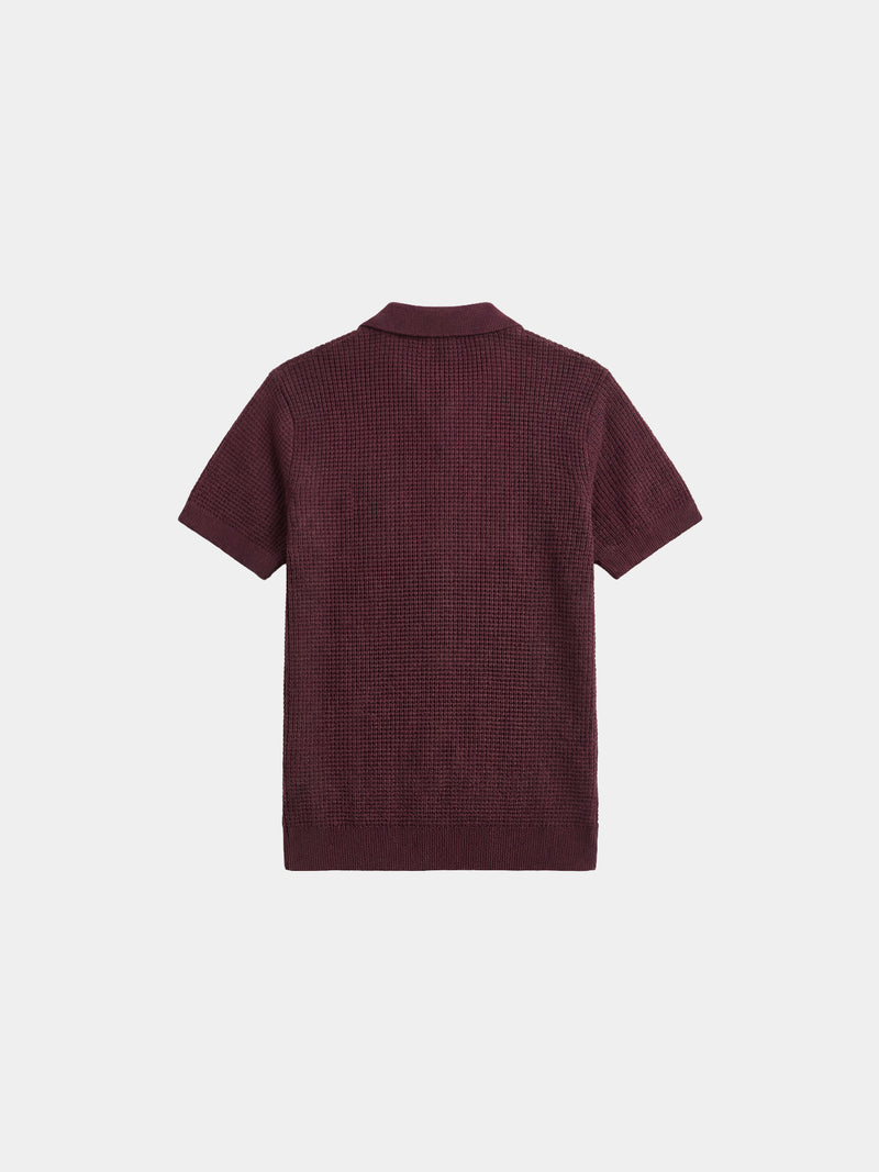 Waffle Knit Polo - Burgundy