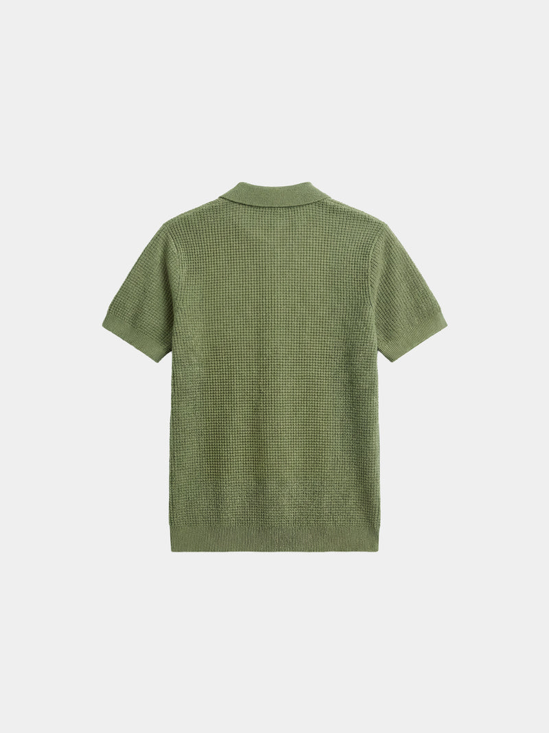 Waffle Knit Polo - Pistachio Green