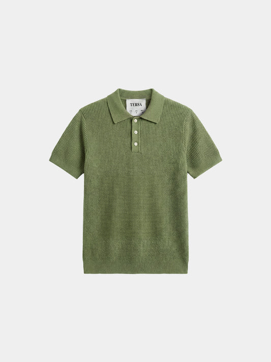 Waffle Knit Polo - Green