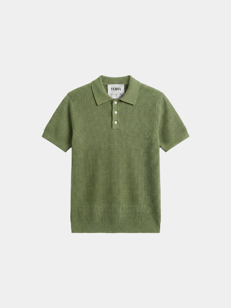 Waffle Knit Polo - Pistachio Green