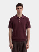 Waffle Knit Polo - Burgundy