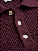 Waffle Knit Polo - Burgundy