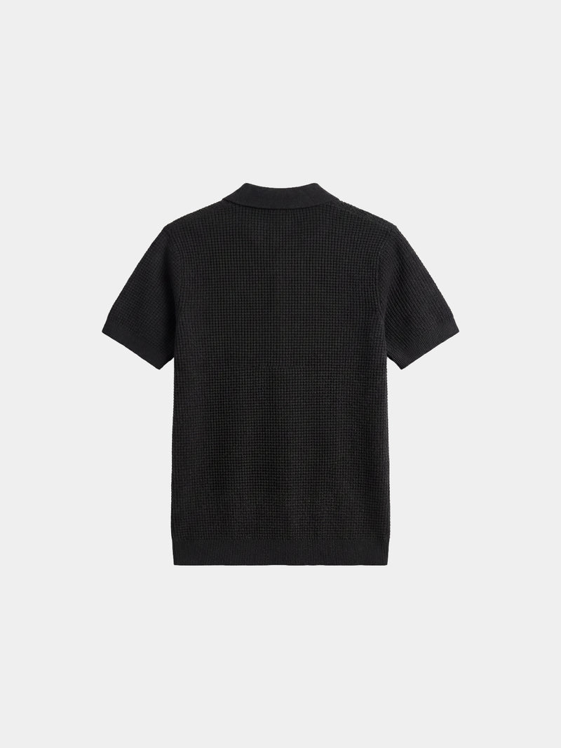 Waffle Knit Polo - Black