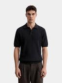 Waffle Knit Polo - Black