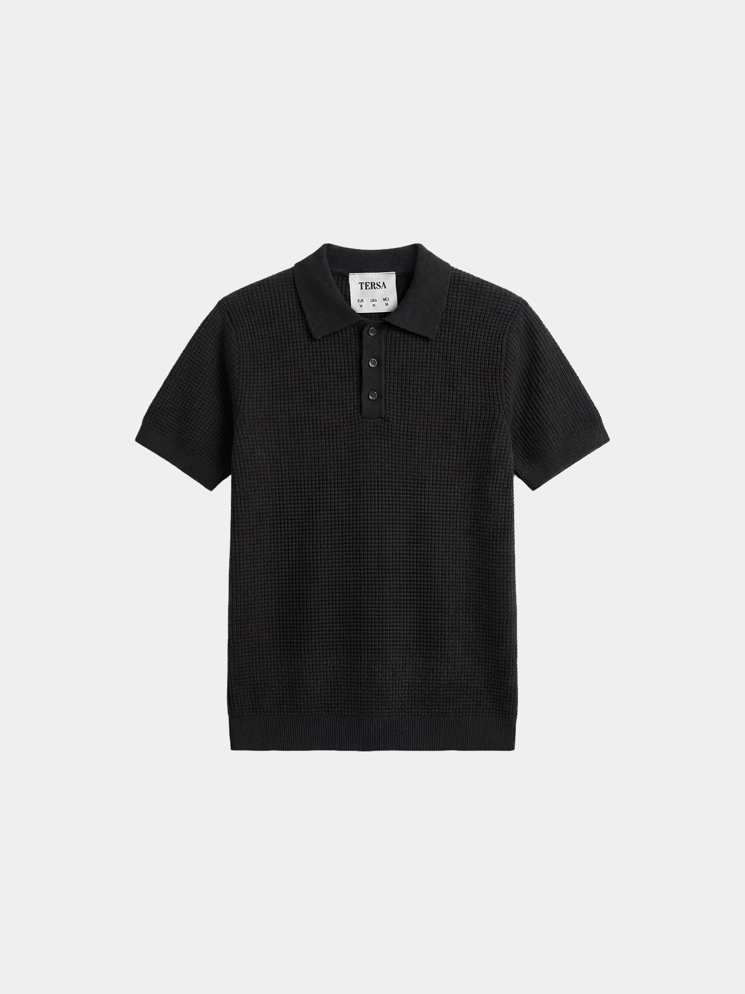Waffle Knit Polo - Black – TERSA