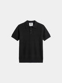 Waffle Knit Polo - Black