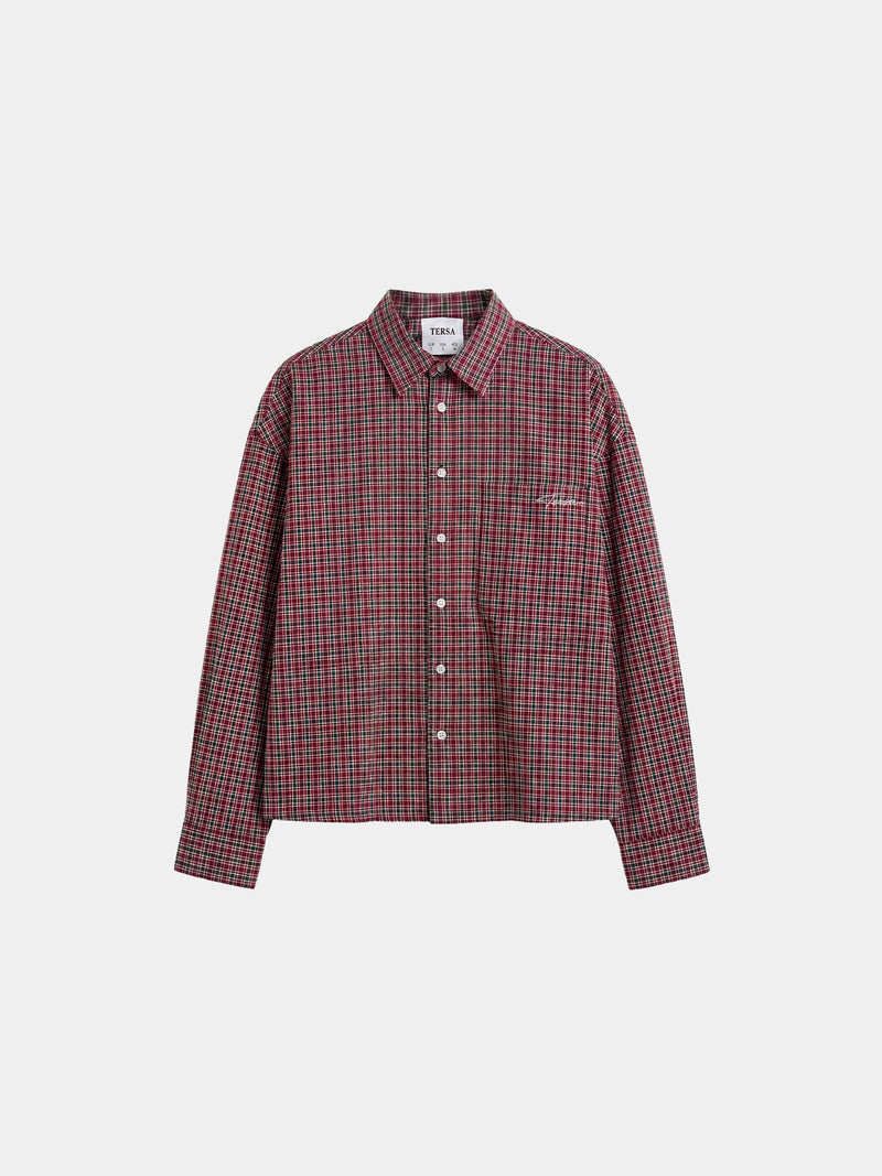 Crimson Plaid Boxy Shirt