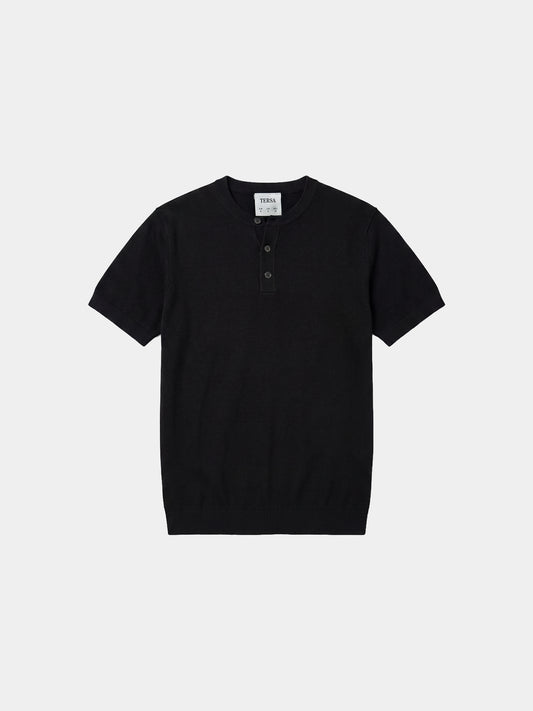 Henley Relaxed Knit - Black