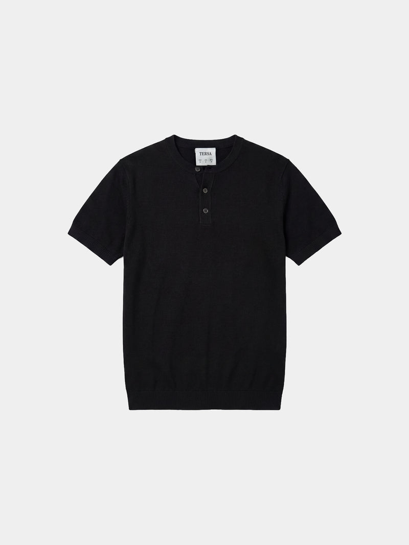 Henley Relaxed Knit - Black