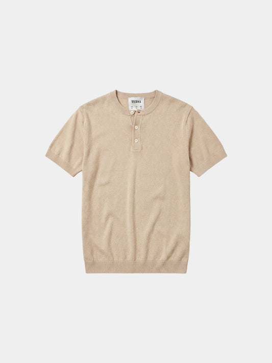 Henley Relaxed Knit  - Beige