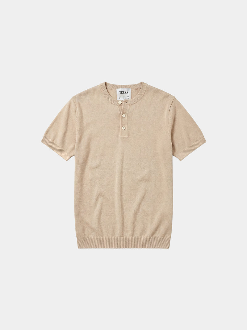 Henley Relaxed Knit  - Beige
