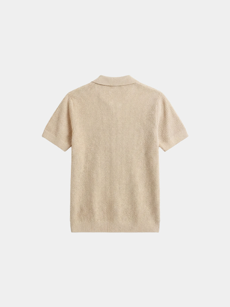 Waffle Knit Polo - Beige