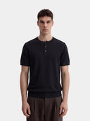 Henley Relaxed Knit - Black