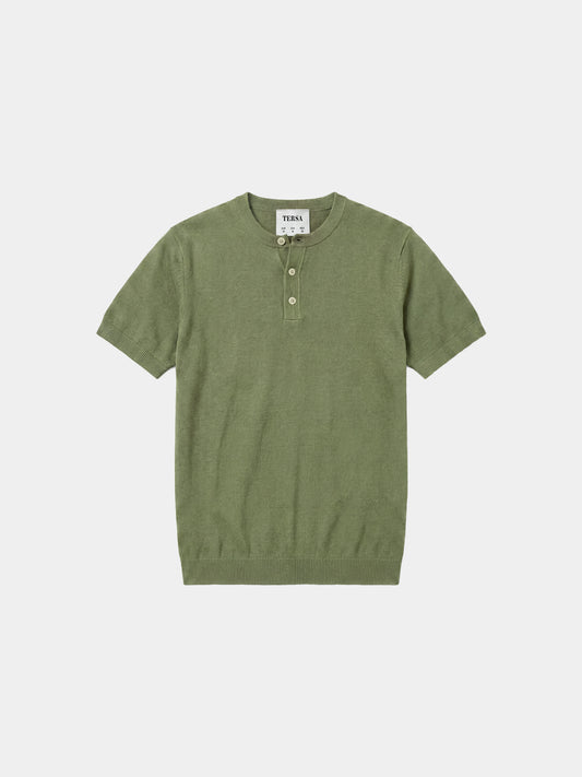 Henley Relaxed Knit  - Green