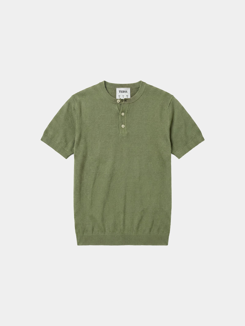Henley Relaxed Knit  - Pistachio Green