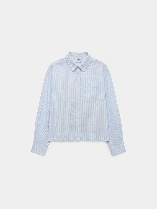 Light Blue Striped Boxy Shirt