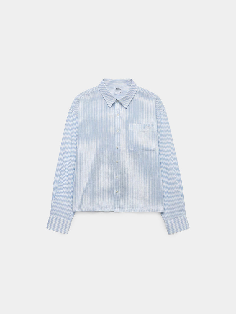 Light Blue Striped Boxy Shirt