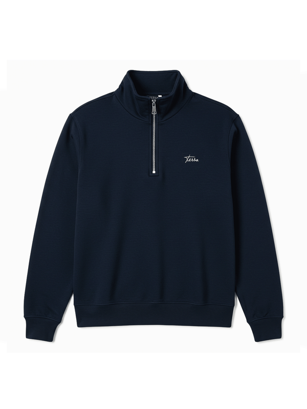 REGULAR-FIT HALF-ZIP SWEATER - NAVY BLUE