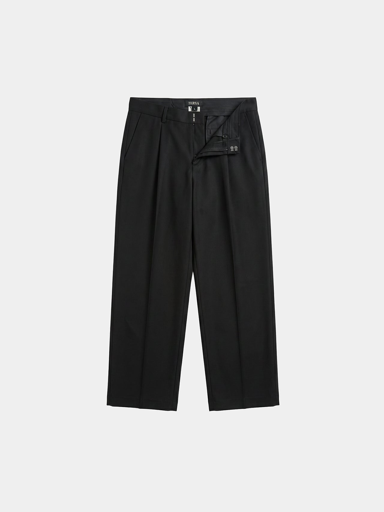 Tersa Tailored Pants Black | Wide-Leg Pleated Trousers Egypt – TERSA