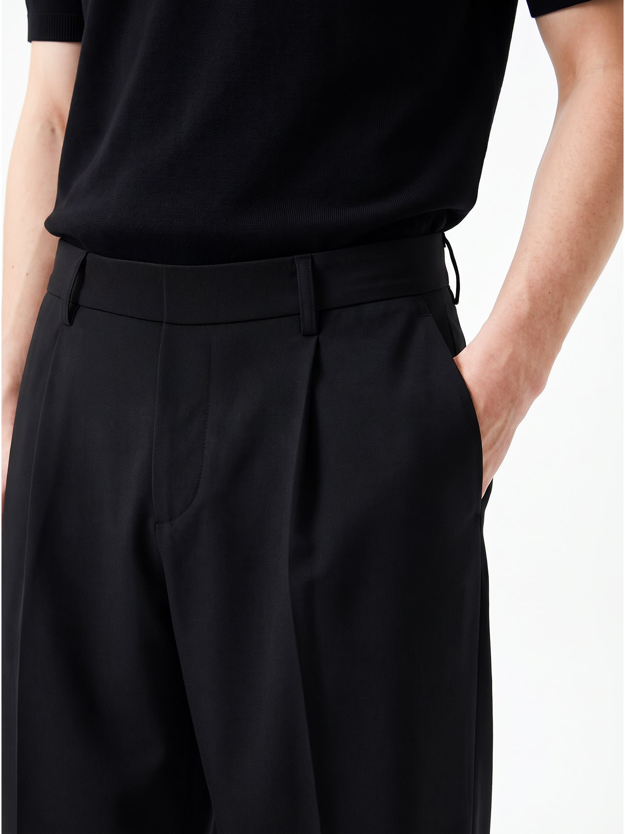 Tersa Tailored Pants Black | Wide-Leg Pleated Trousers Egypt – TERSA