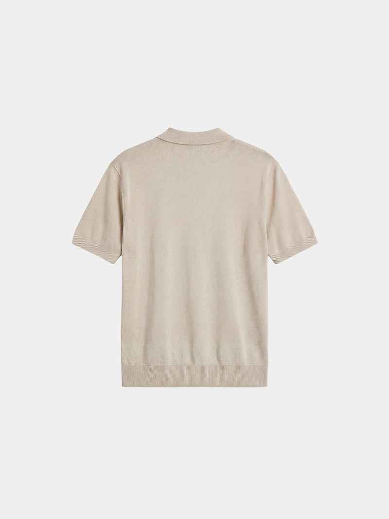 Relaxed Knit Zip Polo - Beige