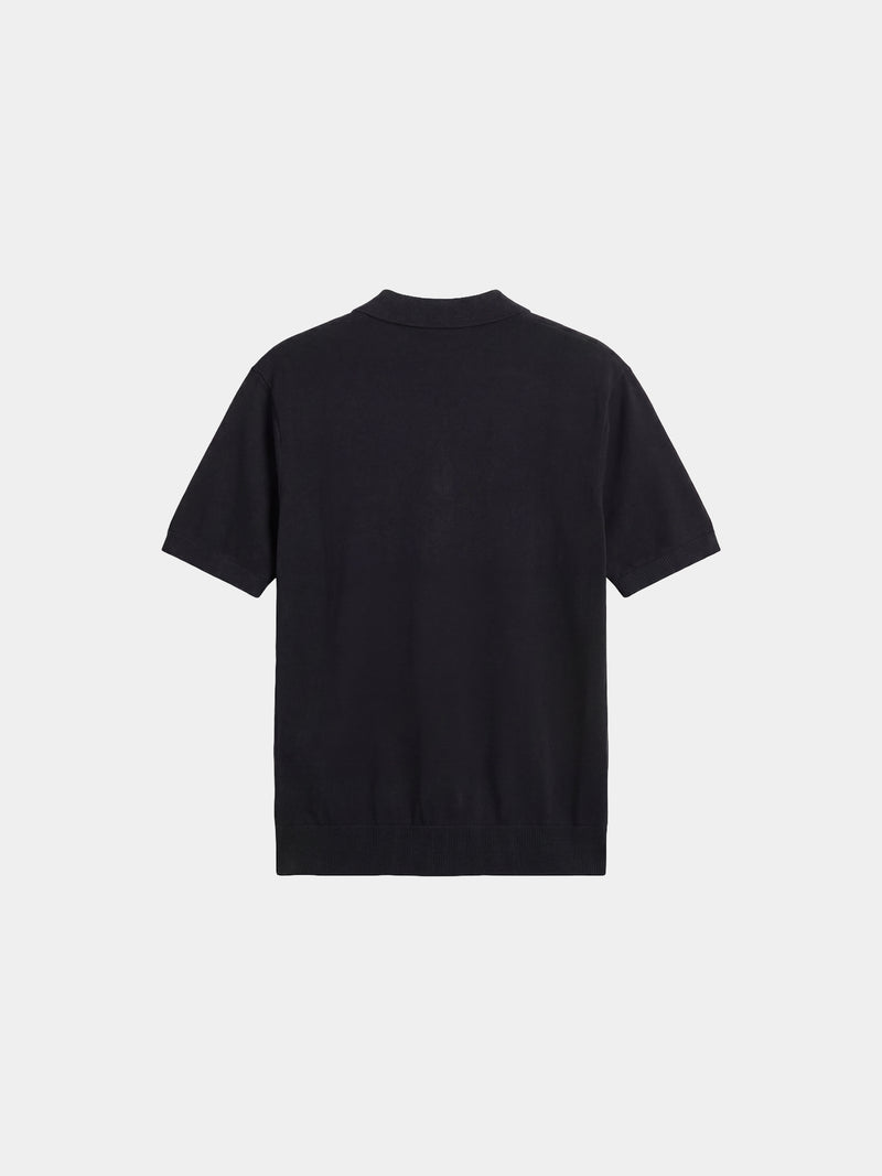 Relaxed Knit Zip Polo - Black