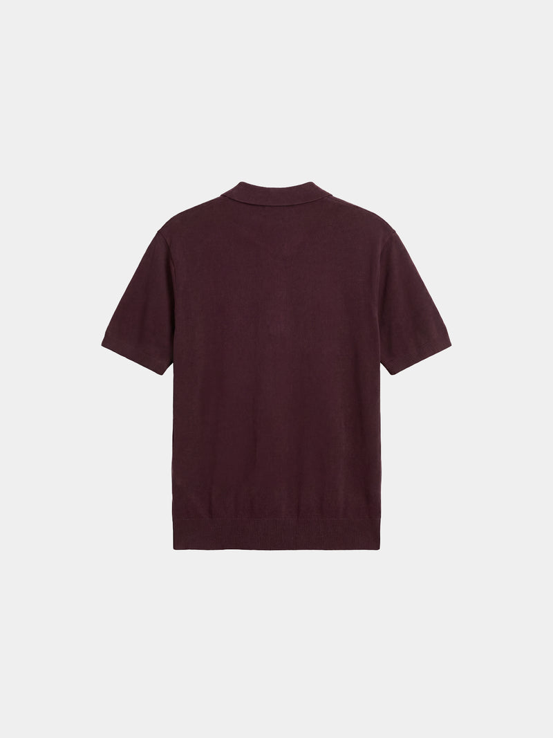 Relaxed Knit Zip Polo - Burgundy
