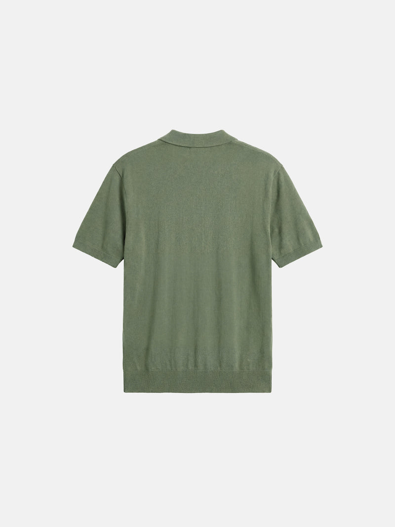 Relaxed Knit Zip Polo - Pistachio Green