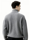 OVERSIZED HALF-ZIP KNIT SWEATER - GRAY