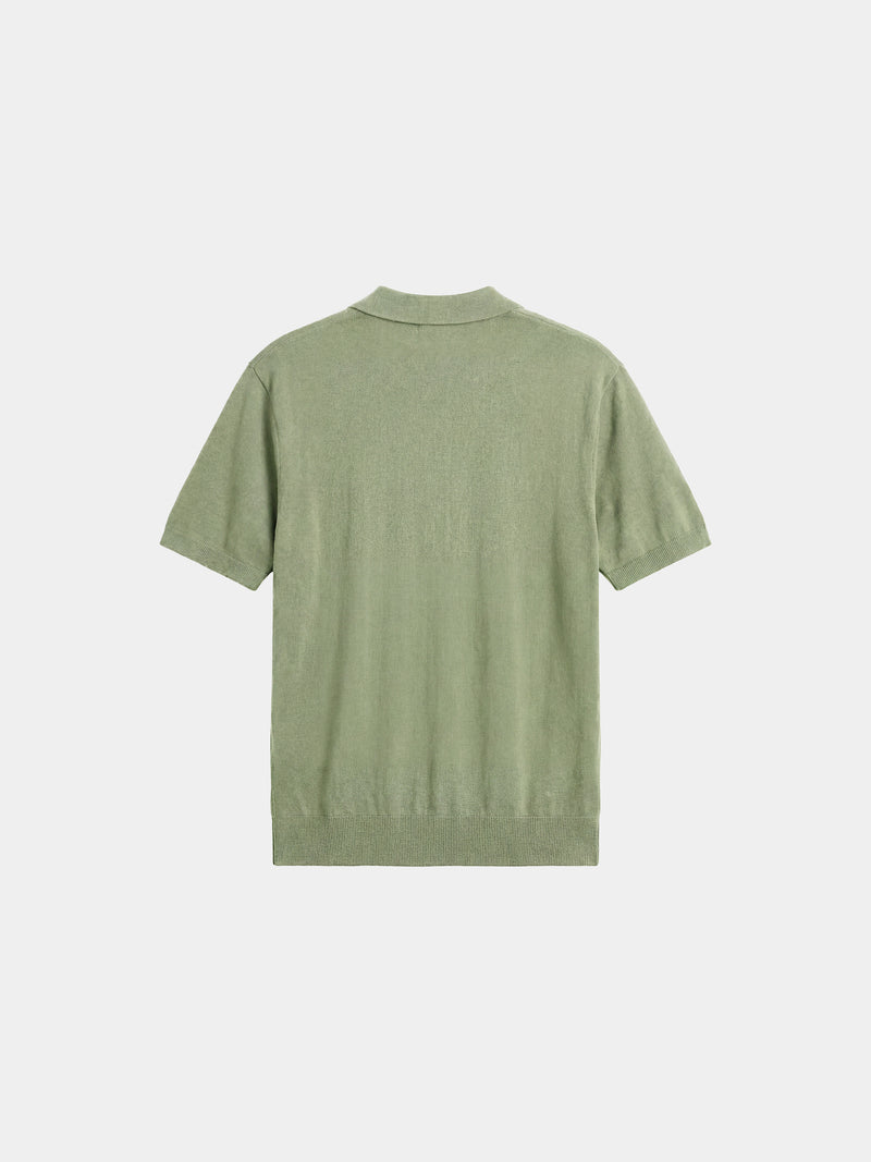 Relaxed Knit Zip Polo - Pistachio Green