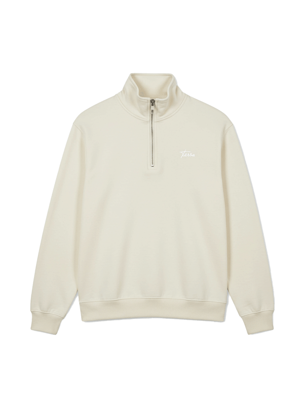 REGULAR-FIT HALF-ZIP SWEATER - BEIGE