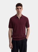Relaxed Knit Zip Polo - Burgundy