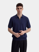 Relaxed Knit Zip Polo - Navy
