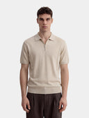 Relaxed Knit Zip Polo - Beige