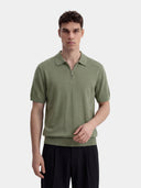 Relaxed Knit Zip Polo - Pistachio Green